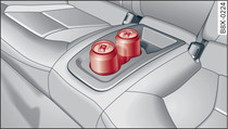 Detail of the rear seat bench: Rear cup holder